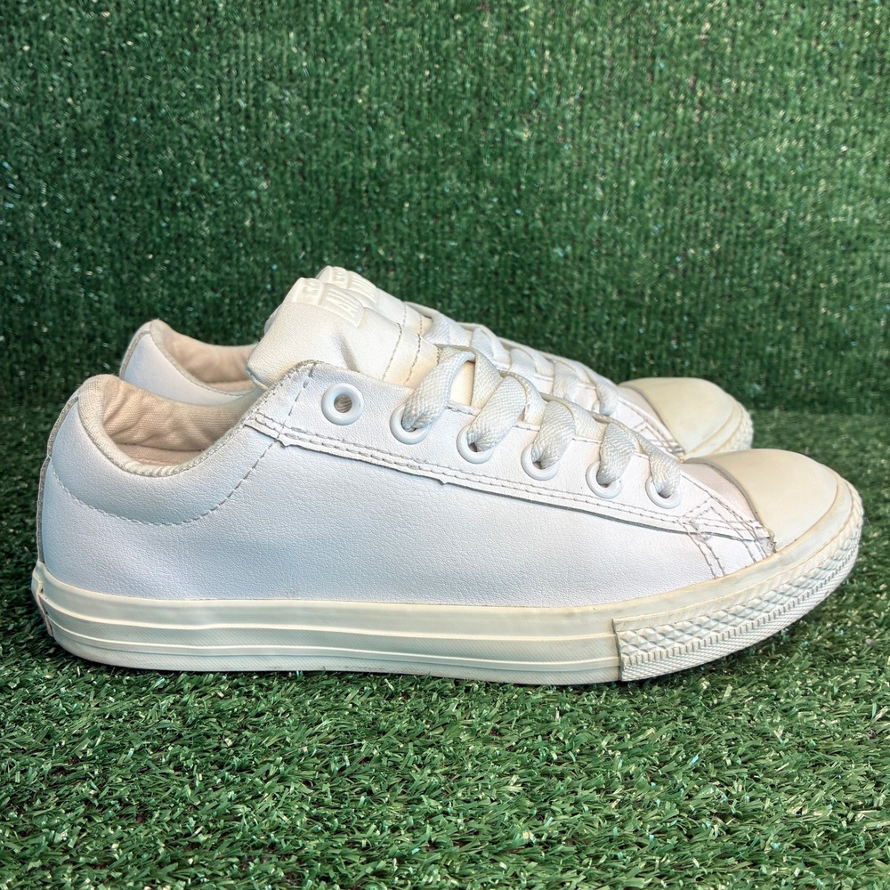 Converse Chuck Taylor All Star Leather Low Top Sneakers White Womens Size 8